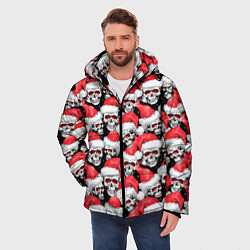 Куртка зимняя мужская Деды морозы черепа, цвет: 3D-черный — фото 2