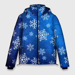 Куртка зимняя мужская Новый Год Снежинки, цвет: 3D-красный