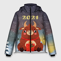 Куртка зимняя мужская Бык с подарками 2021, цвет: 3D-черный
