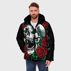 Куртка зимняя мужская Череп и Розы, цвет: 3D-черный — фото 2