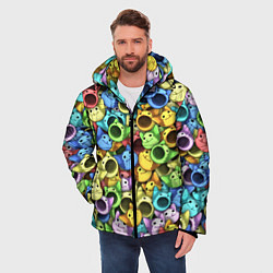 Куртка зимняя мужская Цветные Поп Котики, цвет: 3D-черный — фото 2