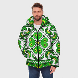 Куртка зимняя мужская Славянский Узор Зеленый, цвет: 3D-черный — фото 2