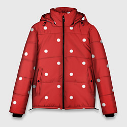 Куртка зимняя мужская Белый горошек на красном фоне, цвет: 3D-красный