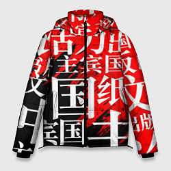 Куртка зимняя мужская КИТАЙСКИЕ ИЕРОГЛИФЫ, цвет: 3D-черный