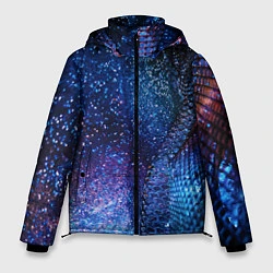 Куртка зимняя мужская Синяя чешуйчатая абстракция blue cosmos, цвет: 3D-светло-серый