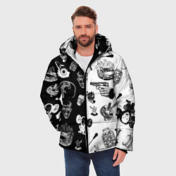 Куртка зимняя мужская КРОВОСТОК ТАТУИРОВКИ ЧБ, цвет: 3D-черный — фото 2