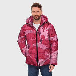Куртка зимняя мужская Розовые фламинго, цвет: 3D-черный — фото 2