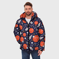 Куртка зимняя мужская Корабли, планеты и спутники, цвет: 3D-черный — фото 2