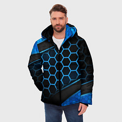 Куртка зимняя мужская 3D luxury blue 3Д СОТЫ и плиты, цвет: 3D-светло-серый — фото 2