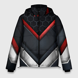 Куртка зимняя мужская 3D СОТЫ Металлические вставки, цвет: 3D-красный
