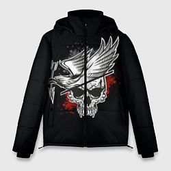 Куртка зимняя мужская Череп с птицей со стрелой, цвет: 3D-черный