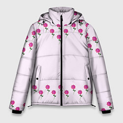Куртка зимняя мужская Розовые цветы pink flowers, цвет: 3D-черный