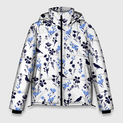 Куртка зимняя мужская Цветы и птицы, цвет: 3D-светло-серый