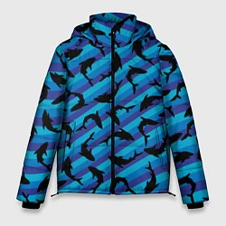Куртка зимняя мужская Черные акулы паттерн, цвет: 3D-черный