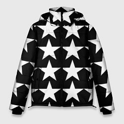 Куртка зимняя мужская Белые звёзды на чёрном фоне, цвет: 3D-черный