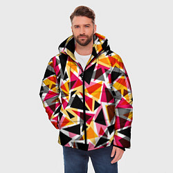 Куртка зимняя мужская Разноцветные треугольники, цвет: 3D-черный — фото 2