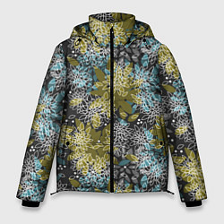 Куртка зимняя мужская Черно оливковый цветочный, цвет: 3D-черный