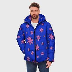 Куртка зимняя мужская Цветочки рисованные, цвет: 3D-черный — фото 2