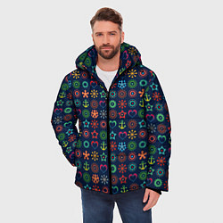 Куртка зимняя мужская Морской разноцветный узор, цвет: 3D-черный — фото 2