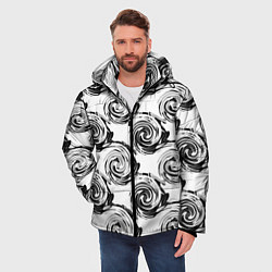 Куртка зимняя мужская Черно-белый абстрактный узор, цвет: 3D-черный — фото 2