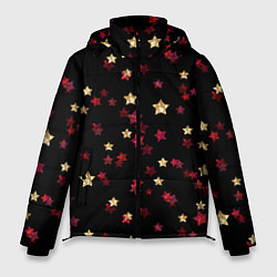 Куртка зимняя мужская Блестящие звезды на черном, цвет: 3D-черный