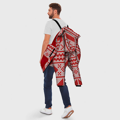 Мужская зимняя куртка Вязаный рисунок / 3D-Красный – фото 5