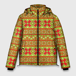 Куртка зимняя мужская Вязаный рисунок, цвет: 3D-красный