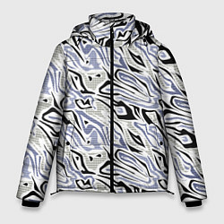 Куртка зимняя мужская Абстрактный сиренево-черный, цвет: 3D-черный