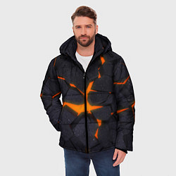 Куртка зимняя мужская ТРЕЩИНЫ ЗЕМЛИ 3D CRACKS НЕОН, цвет: 3D-черный — фото 2
