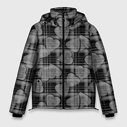Куртка зимняя мужская Черно-серый клетчатый узор, цвет: 3D-черный
