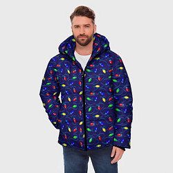 Куртка зимняя мужская Разноцветные Лампочки, цвет: 3D-черный — фото 2