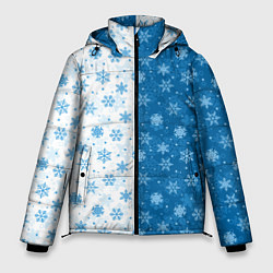 Куртка зимняя мужская Снежинки зимняя пора, цвет: 3D-черный