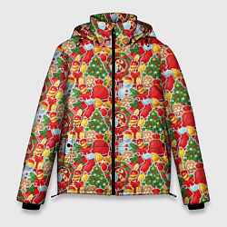 Куртка зимняя мужская Merry Christmas символика, цвет: 3D-красный