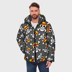 Куртка зимняя мужская Ван-Пис, Мугивара узор, цвет: 3D-черный — фото 2