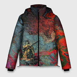 Куртка зимняя мужская Sekiro Самурай против дракона, цвет: 3D-черный