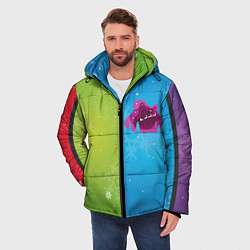 Куртка зимняя мужская Цветное рождество Snowflake, цвет: 3D-черный — фото 2