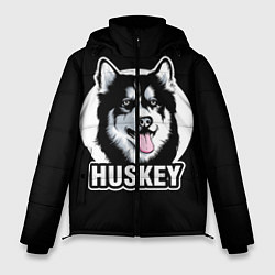 Куртка зимняя мужская Собака Хаски Husky, цвет: 3D-черный
