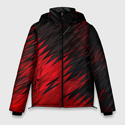 Куртка зимняя мужская ЧЁРНО КРАСНЫЕ КРАСКИ RED BLACK STRIPES, цвет: 3D-черный