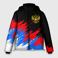 Куртка зимняя мужская РОССИЯ, БРЫЗГИ КРАСОК, ТРИКОЛОР, цвет: 3D-черный