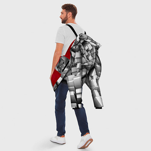 Мужская зимняя куртка Геометрическая объёмная абстракция / 3D-Красный – фото 5