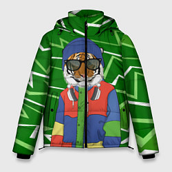 Куртка зимняя мужская Крутой Тигр фурри на стиле, цвет: 3D-красный