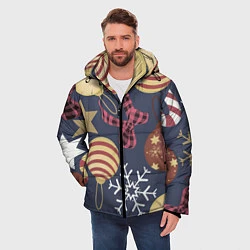 Куртка зимняя мужская Елочные Игрушки Звезды, цвет: 3D-красный — фото 2