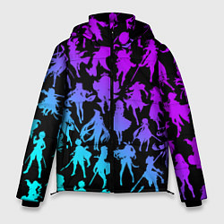 Куртка зимняя мужская GENSHI IMPACT HEROES NEON НЕОНОВЫЙ УЗОР, цвет: 3D-светло-серый