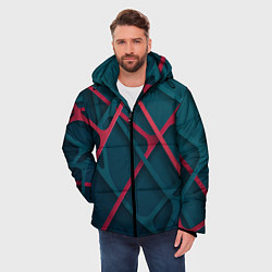 Куртка зимняя мужская Серо-красные нити, цвет: 3D-красный — фото 2