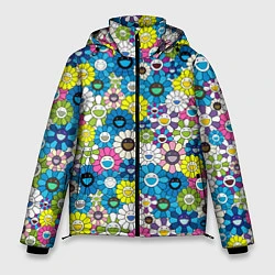 Куртка зимняя мужская Takashi Murakami Улыбающиеся цветы, цвет: 3D-светло-серый