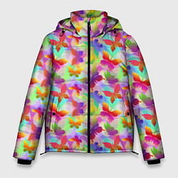 Куртка зимняя мужская Разноцветные Бабочки Color, цвет: 3D-красный