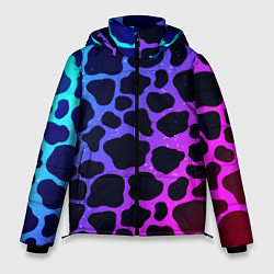 Куртка зимняя мужская Разноцветная корова, цвет: 3D-черный