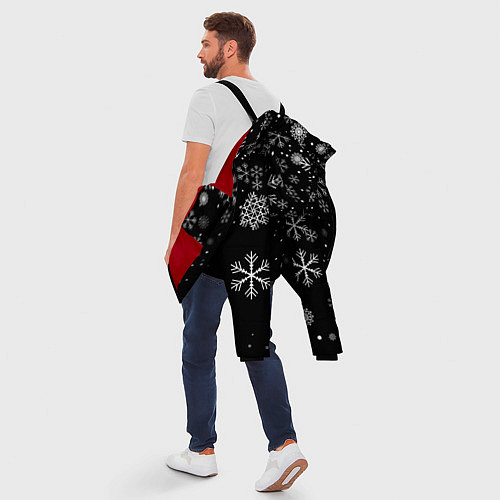 Мужская зимняя куртка Снежинки - С Новый год / 3D-Красный – фото 5