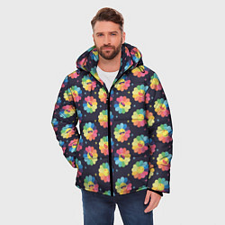 Куртка зимняя мужская Веселые ромашки, цвет: 3D-светло-серый — фото 2