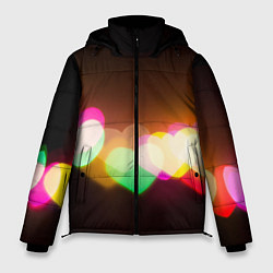 Куртка зимняя мужская Горящие сердца всех цветов радуги, цвет: 3D-черный